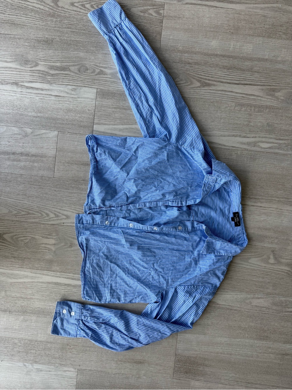 Blue Striped Rhinestone Button-Down Shirt - Women